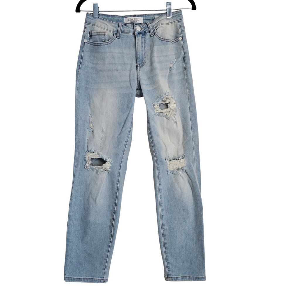 Judy Blue Jeans Distressed Light Wash Boyfriend Fit Size‎ 3 26